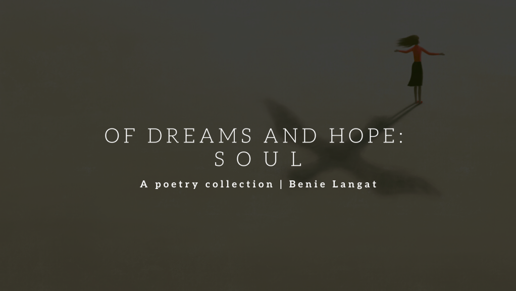 Cover photo for SOUL, a poetry collection with a woman outstretching arms and casting a shadow with wings